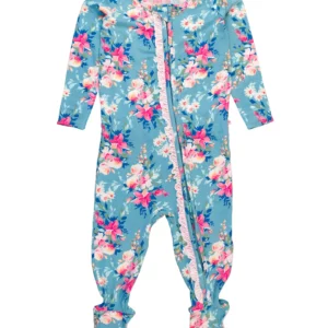Pyjama une pièce à volants en bambou et viscose à motif floral Fancy Me pour petites filles